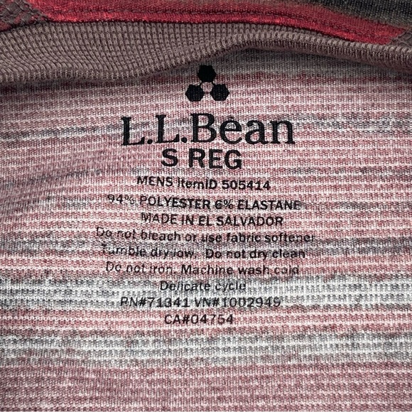 LL Bean Shirt Mens Small Midweight Base Layer Performance Crewneck Striped - Picture 4 of 7